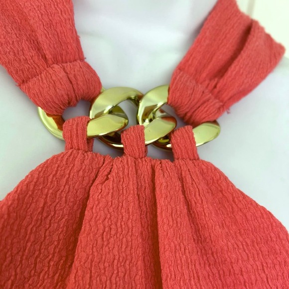 NWT Michael Kors coral Vacation Halter Classic Halter top $88 SZ S - Picture 4 of 6